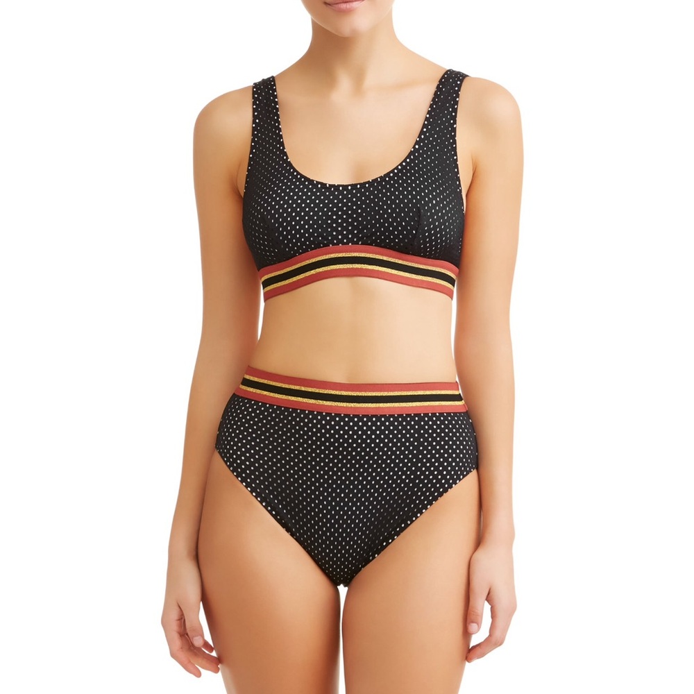 Sporty Black Mesh Cheeky High Leg & Waist Bikini